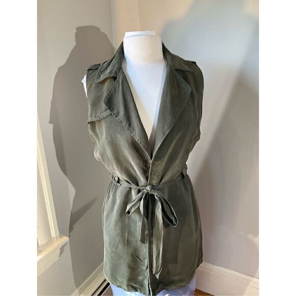 Elevenses Olive Wrap Trench Dress / Vest. SP. Anthropologie - Picture 12 of 13